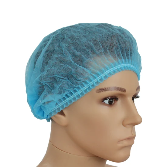 Cuffia rotonda elastica doppia in tessuto non tessuto monouso in bianco/berretto per capelli/berretto chirurgico/berretto antimob/cappuccio con clip medica
