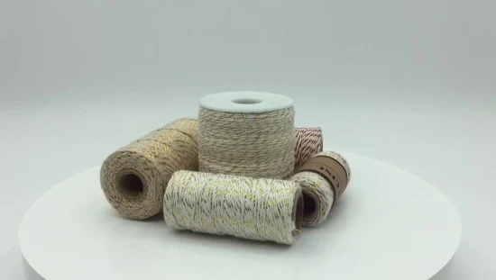 Gomitolo di corda di cotone personalizzato all'ingrosso 2 mm x 100 g bianco/rosso