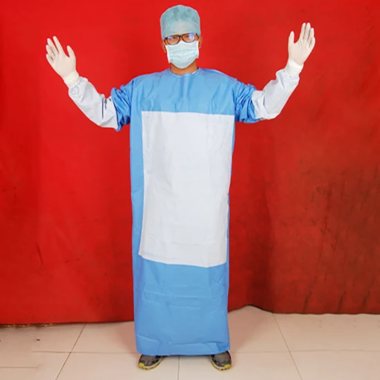 Camice chirurgico rinforzato di alta qualità, comodo da indossare, sterilizzato con ossido di etilene, CE