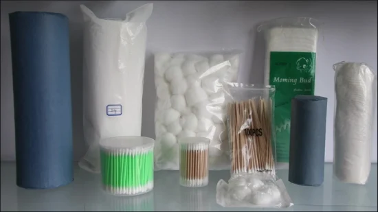 Batuffolo di cotone medicale assorbente monouso in cotone dentale al 100%, batuffolo di cotone colorato, sterile o non sterile, disponibile con certificati